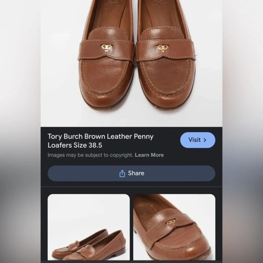 TORY BURCH penny loafers Brown Leather Loafers Sz 10M